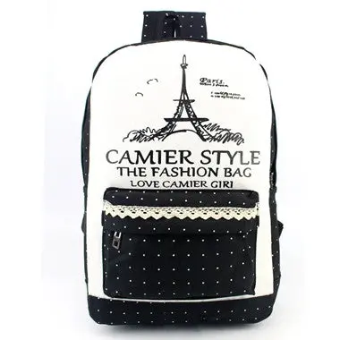 Women Backpack Canvas School Backpack Tower Printing Backpack Simple School Bag For Girls Women Travel Bag 1