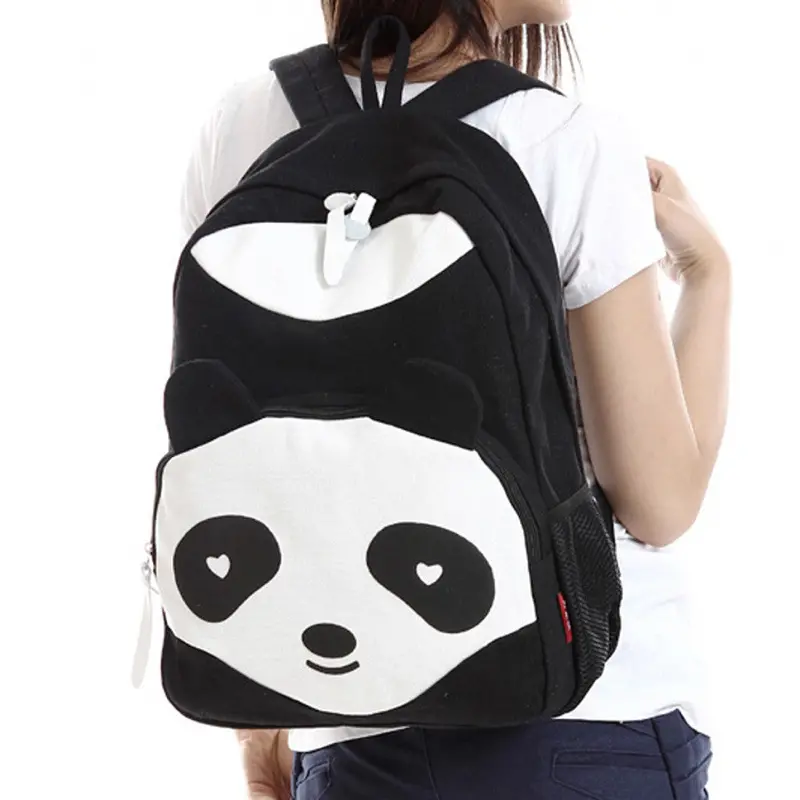 Women Backpack Canvas School Bag Panda Design Printing School Backpacks Women Mochila 1
