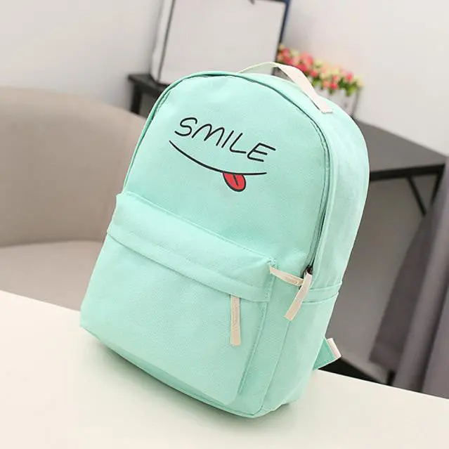 Women Backpack Canvas Smiling Face Printing Backpack For Girl Bag School Backpacks Women Bag Mochila Bag 1