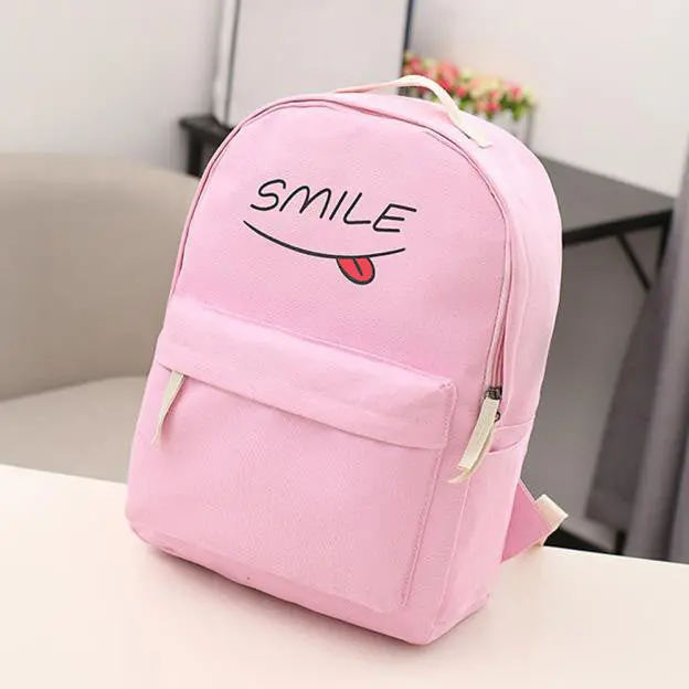Women Backpack Canvas Smiling Face Printing Backpack For Girl Bag School Backpacks Women Bag Mochila Bag 2