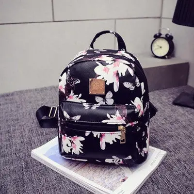 Women Backpack Causal Floral Printing Backpacks Pu Leather Backpack For Teenagers Girls Mochilas 1