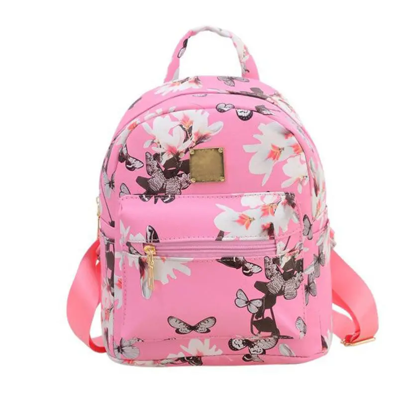 Women Backpack Korean Trendy Causal Floral Printing Backpacks Pu Leather Backpack For Teenagers Girls Mochilas Bag 2
