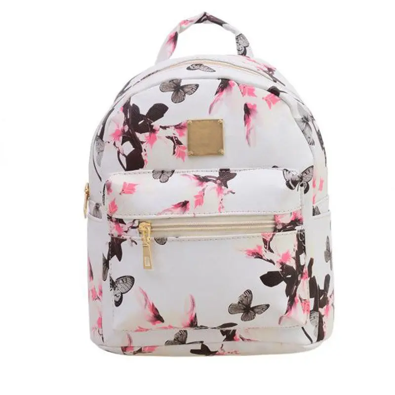 Women Backpack Korean Trendy Causal Floral Printing Backpacks Pu Leather Backpack For Teenagers Girls Mochilas Bag 3