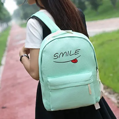 Women Backpack Lady Women's Backpacks Casual Travel Bags Mochila Feminina Smiling Face Printing Backpack 1