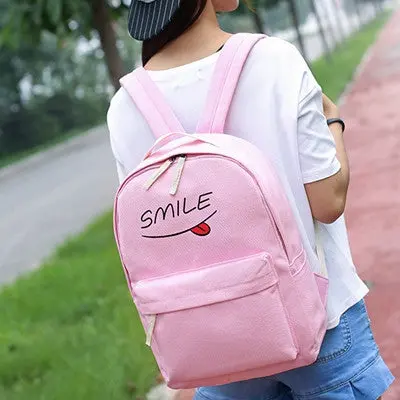 Women Backpack Lady Women's Backpacks Casual Travel Bags Mochila Feminina Smiling Face Printing Backpack 2