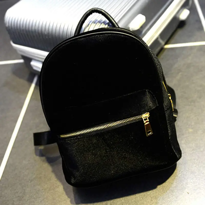 Women Backpack Mochila School Bags Gold Velvet Small Rucksack Shoulder Bag For Teenagers Girls Backpacks 1
