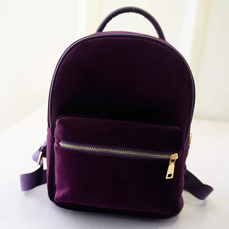 Women Backpack Mochila School Bags Gold Velvet Small Rucksack Shoulder Bag For Teenagers Girls Backpacks 3