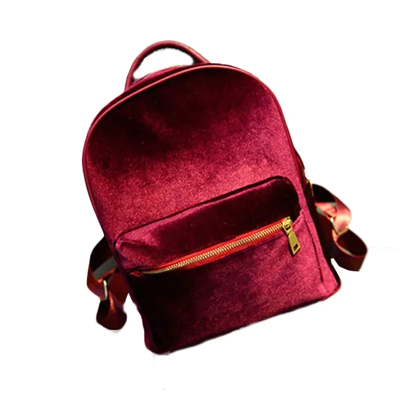 Women Backpack Mochila School Bags Gold Velvet Small Rucksack Shoulder Bag For Teenagers Girls Backpacks 4