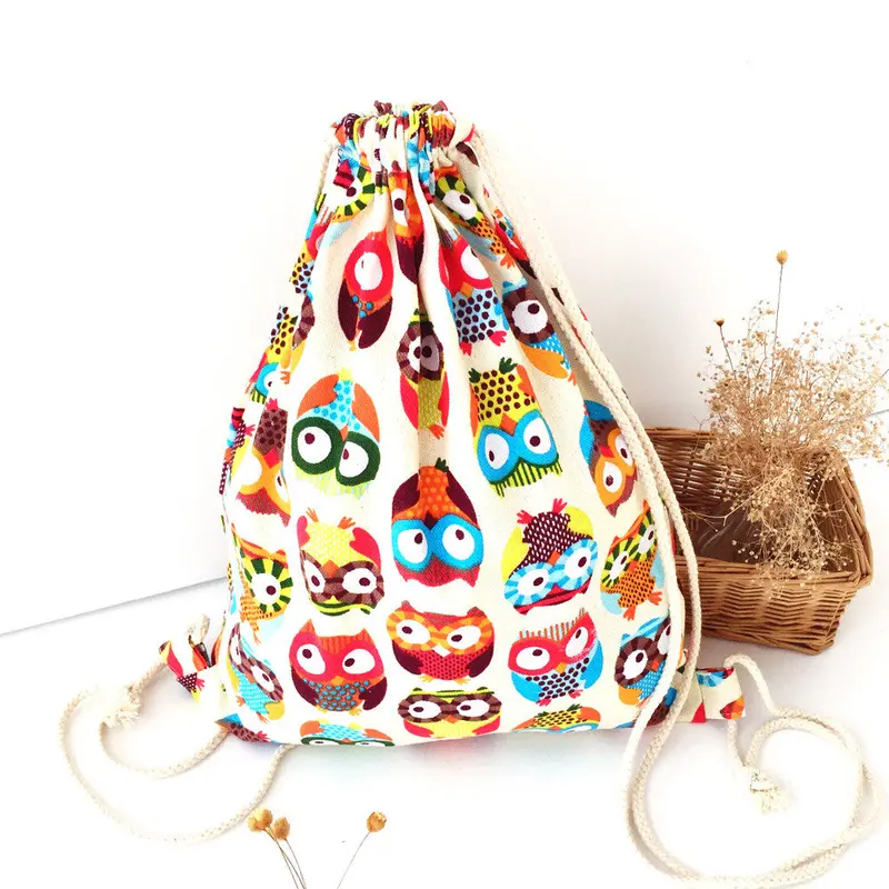 Women Backpack Owl Canvas Backpack Printing Package Duable Beach Bags 2