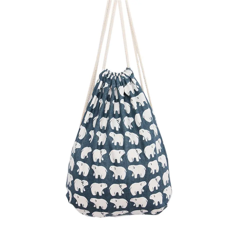 Women Backpack Printing Bear Cat Backpack For Girls Drawstring Beam Port Backpack Shopping Bag Travel Bag 1
