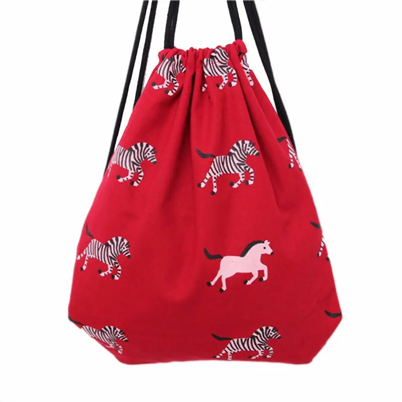 Women Backpack Printing Canvas Cat Backpack For Girls Drawstring Beam Port Backpack Shopping Bag Travel Bags 2