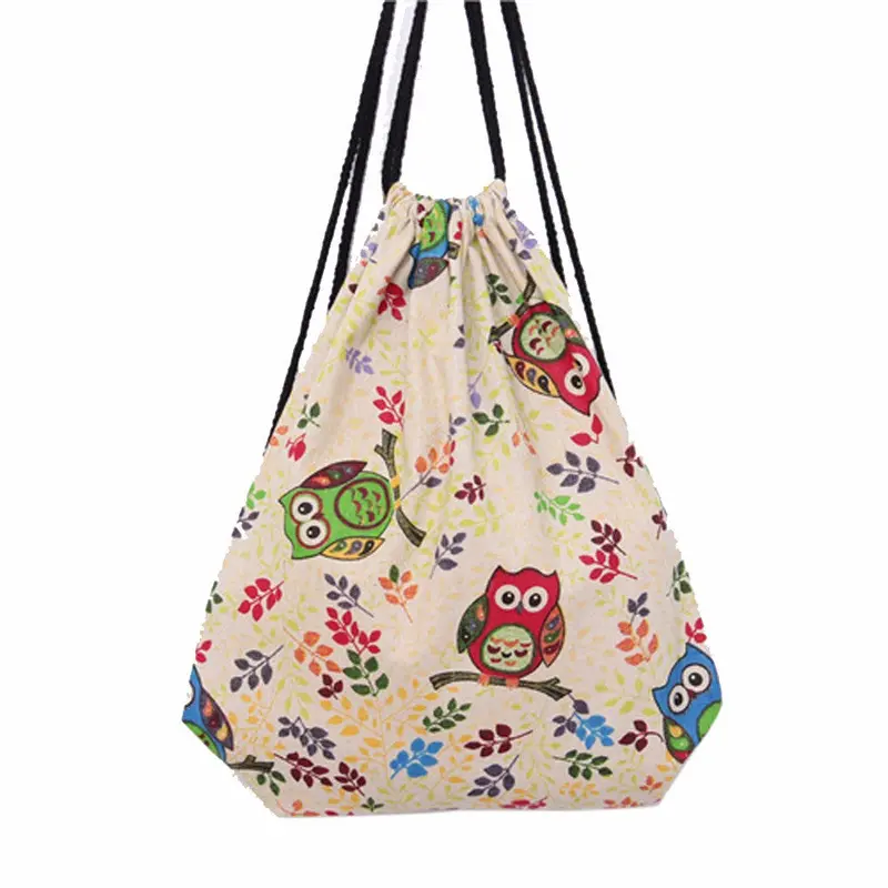 Women Backpack Printing Owl Cat Backpack For Girls Drawstring Beam Port Backpack Shopping Bag Travel Bag 1