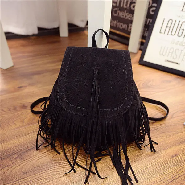 Women Backpack Tassel Leather School Backpacks For Girl Mochila Mujeres Travel Bag Backpack Satchel Bags 1