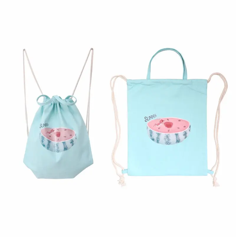 Women Backpack Watermelon Printing Drawstring Backpack For Girl Student School Canvas Backpacks 1