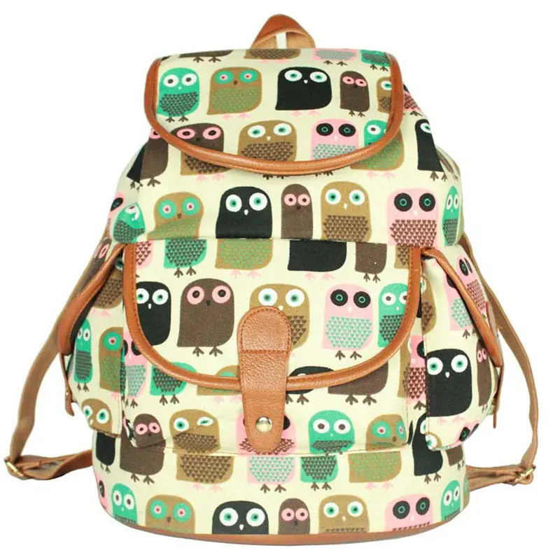 Women Backpack Women Canvas Travel Rucksack Hobo School Bag Satchel Bookbags Backpack Owl Printing Mochilas 1