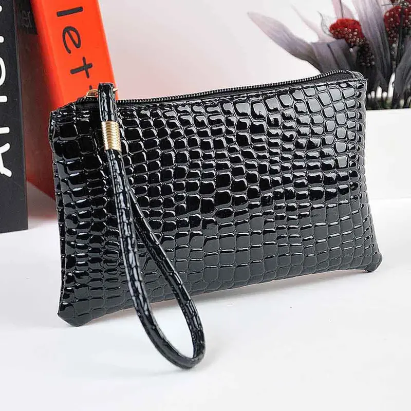 Women Bag Crocodile Pu Leather Clutch Hbag Coin Wallet Purse Bag 1
