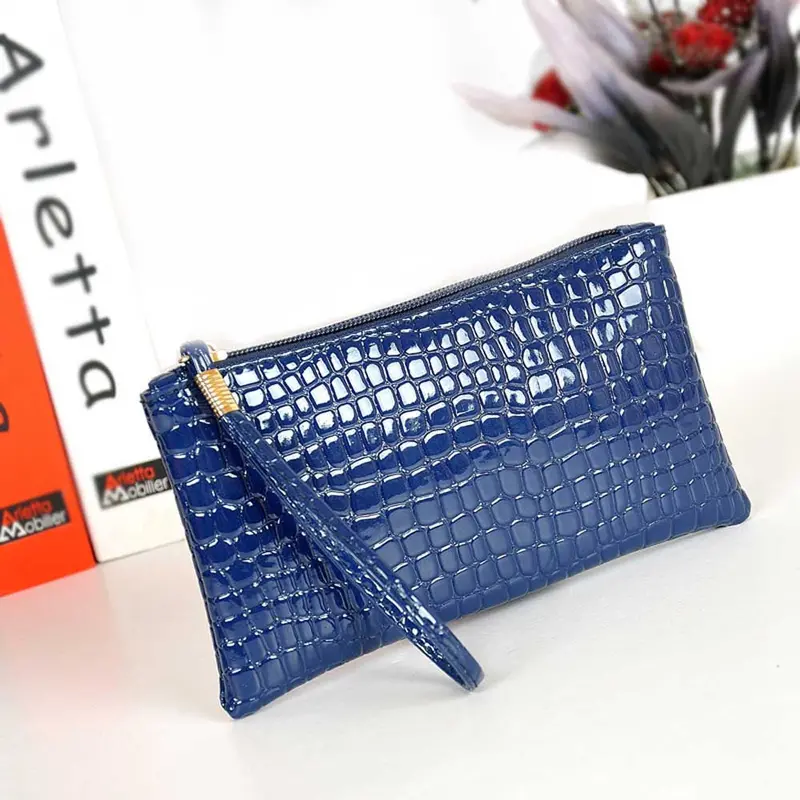 Women Bag Crocodile Pu Leather Clutch Hbag Coin Wallet Purse Bag 2