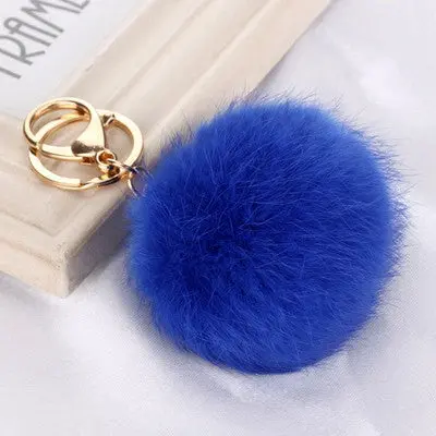 Women Bag Cute Key Chain Artificial Rabbit Fur Ball Keychain Plush Car Key Ring Pom Pom Key Ring For Women 1