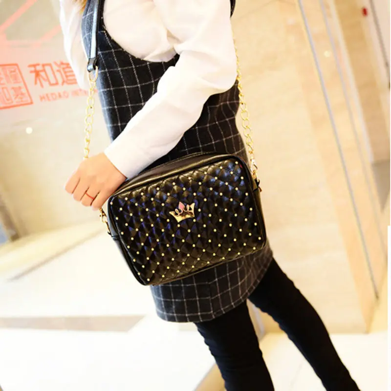 Women Bag Fashion Women Messenger Bags Rivet Chain Shoulder Bag Pu Leather Crossbody 1