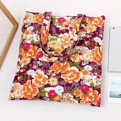 Women Bag Floral Printing Women's Handbag Preppy Style Handbag Casual Canvas Bag Student Bags Borse 2