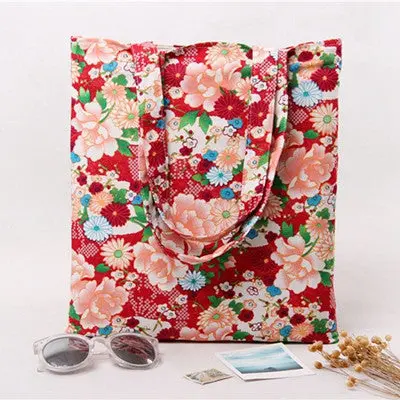 Women Bag Floral Printing Women's Handbag Preppy Style Handbag Casual Canvas Bag Student Bags Borse 3
