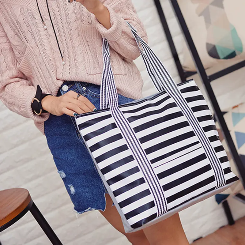 Women Bag Handbag Stripe Printed Handbags Famous S Canvas Shoulder Tote Bags Bolsos Mujer 1