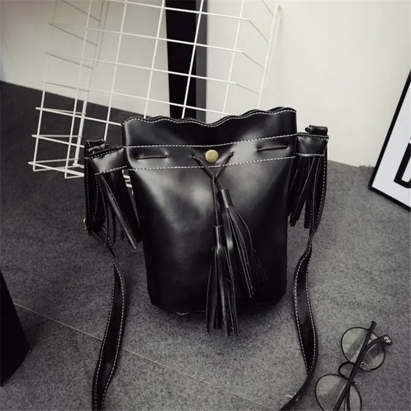 Women Bag Leather Tassel Messenger Hbag Cross Body Bucket Shoulder Bag Ladies Bolsa Feminina Pouch Bag For Shopping 1