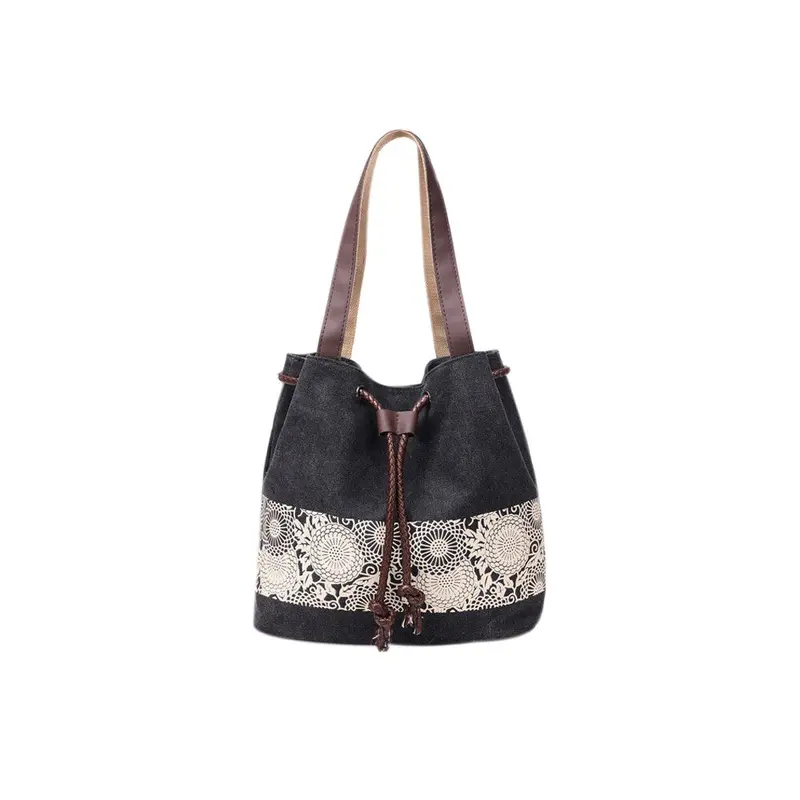 Women Bag Printed Drawstring Shoulder Messenger Bag Hbag Diagonal Casual Canvas Travel Beach Bags Bolsa Feminina 2