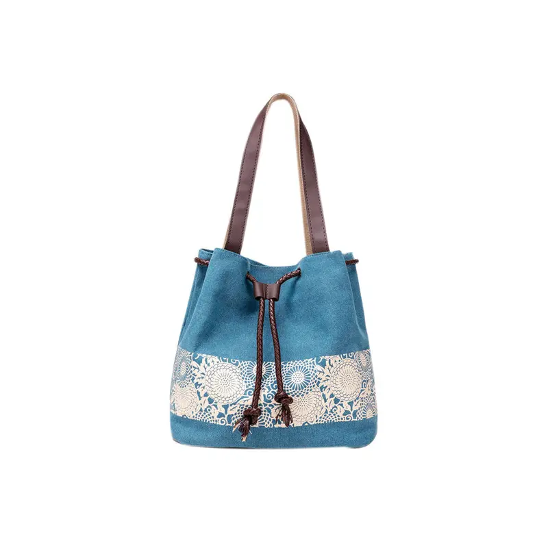 Women Bag Printed Drawstring Shoulder Messenger Bag Hbag Diagonal Casual Canvas Travel Beach Bags Bolsa Feminina 3