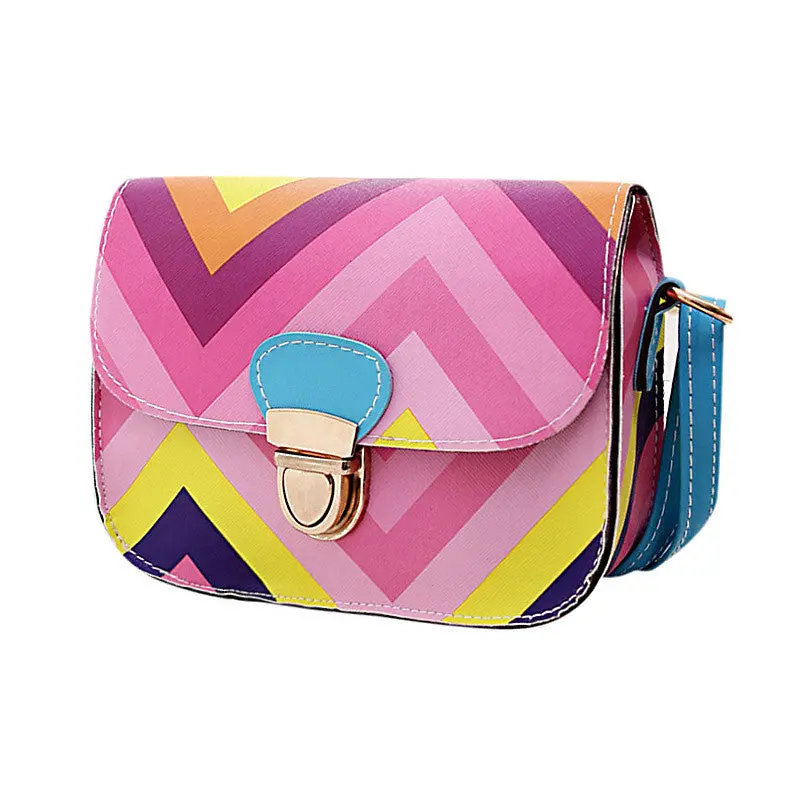 Women Bag Pu Leather Rainbow Chain Of Small Messenger Bags Crossbody 2