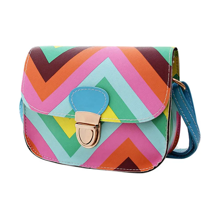 Women Bag Pu Leather Rainbow Chain Of Small Messenger Bags Crossbody 3