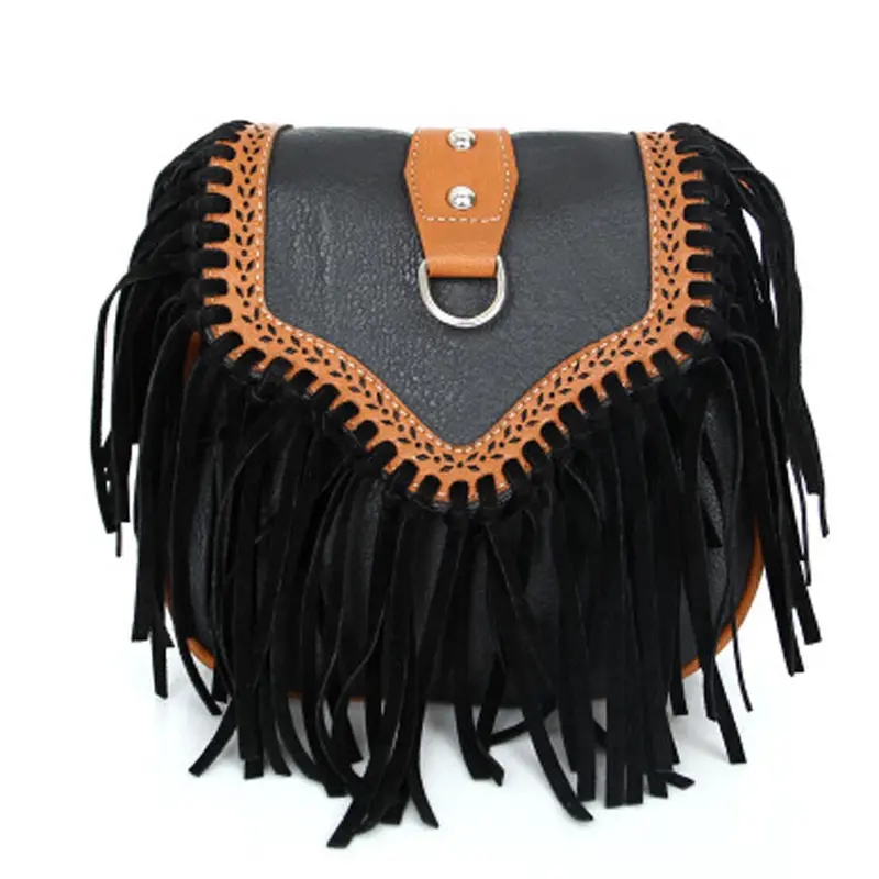 Women Bag Retro Scrub Tassels Pu Leather Handbag Cross Body Single Shoulder Bags Bolsos Femenina 1