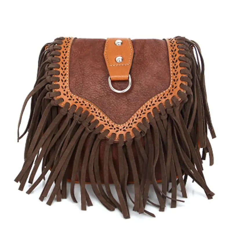 Women Bag Retro Scrub Tassels Pu Leather Handbag Cross Body Single Shoulder Bags Bolsos Femenina 2