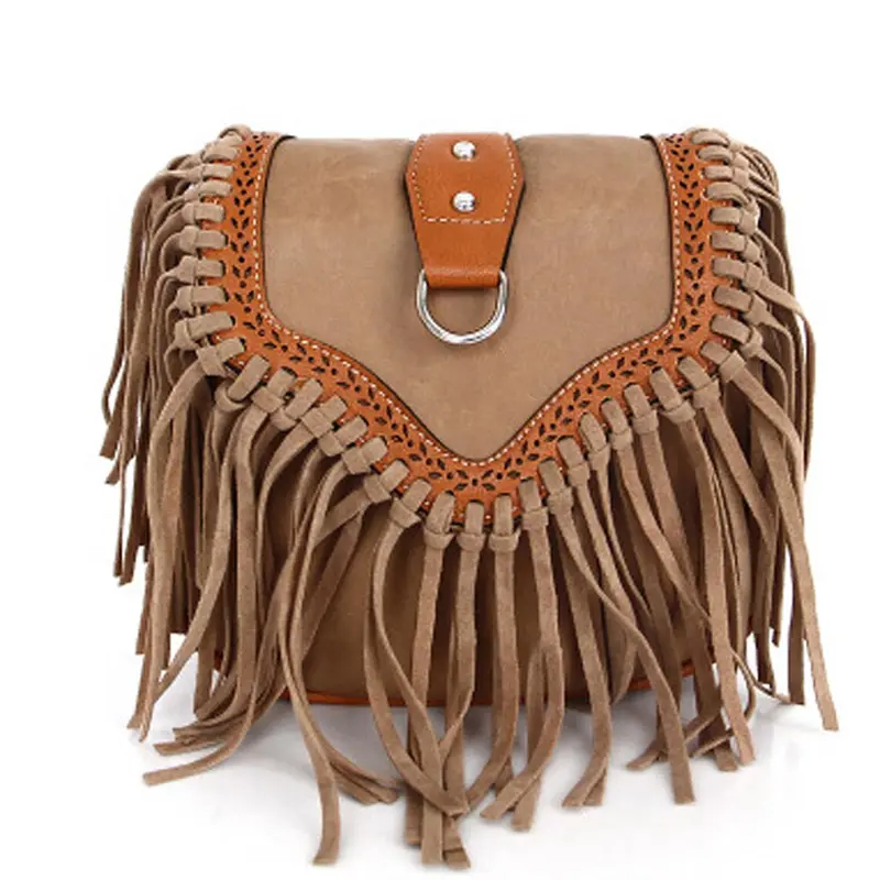 Women Bag Retro Scrub Tassels Pu Leather Handbag Cross Body Single Shoulder Bags Bolsos Femenina 5