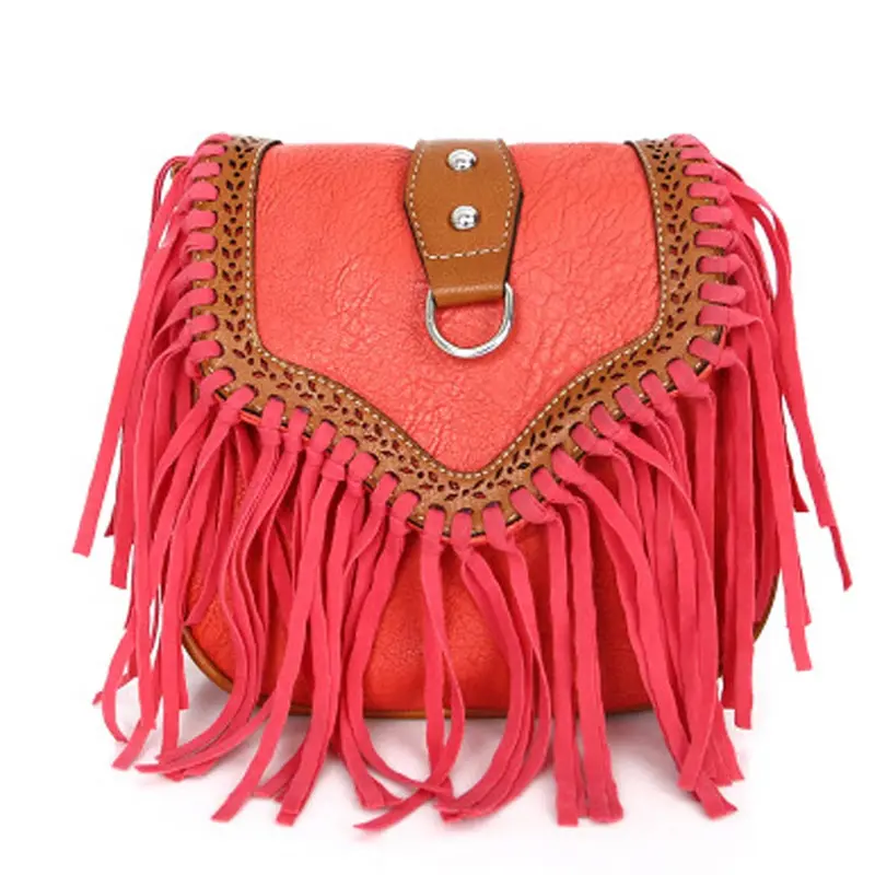 Women Bag Retro Scrub Tassels Pu Leather Handbag Cross Body Single Shoulder Bags Bolsos Femenina 6