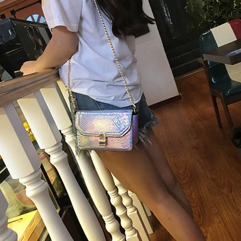 Women Bag Snakeskin Pattern Chain Messenger Bags Small Square Package Bag Women's Hbags Crossbody Shoulder Bags Famous S 2
