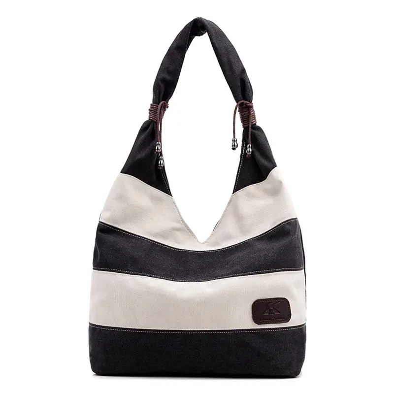 Women Bag Tote Canvas Bags Striped Handbag Designer Famous Shoulder Handbags Luxury Large Purse 1