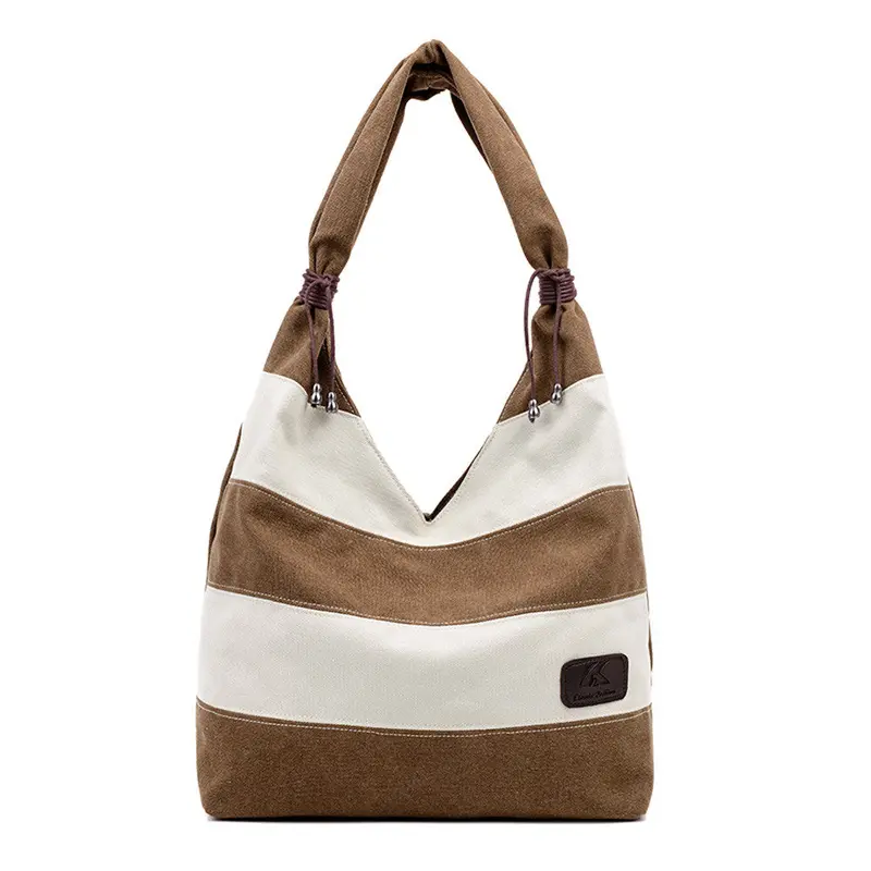 Women Bag Tote Canvas Bags Striped Handbag Designer Famous Shoulder Handbags Luxury Large Purse 3