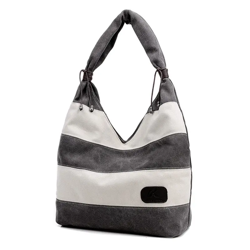 Women Bag Tote Canvas Bags Striped Handbag Designer Famous Shoulder Handbags Luxury Large Purse 4