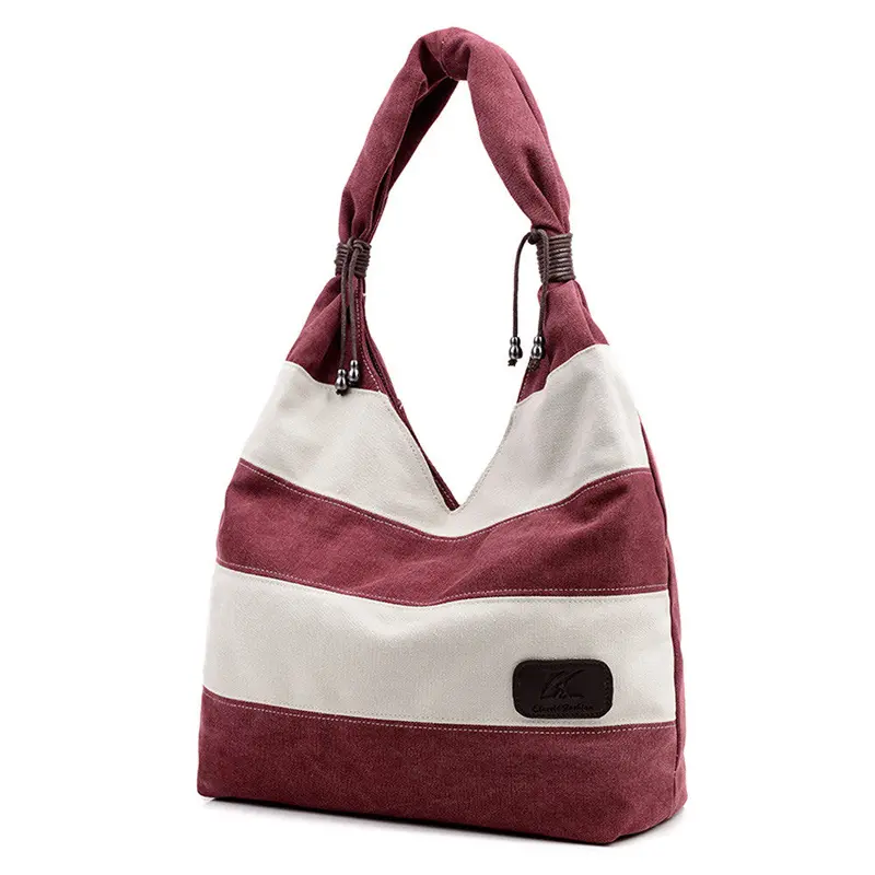 Women Bag Tote Canvas Bags Striped Handbag Designer Famous Shoulder Handbags Luxury Large Purse 5