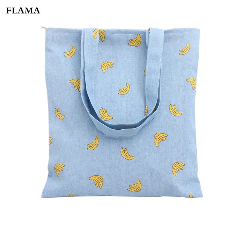Women Banana Printed Canvas Tote Casual Beach Bags Large Capacity Women Shoulder Shopping Bag Daily Use Canvas Hbags 2