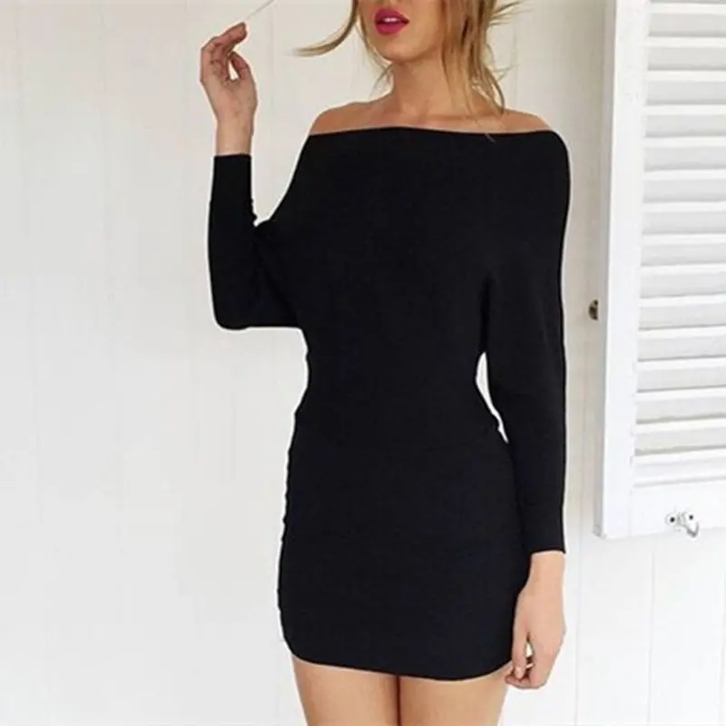 Women Bandage Dress Red Long Sleeve Sloping Shoulder Bodycon Party Dresses Plus Size Clothes For Women Vestidos 10