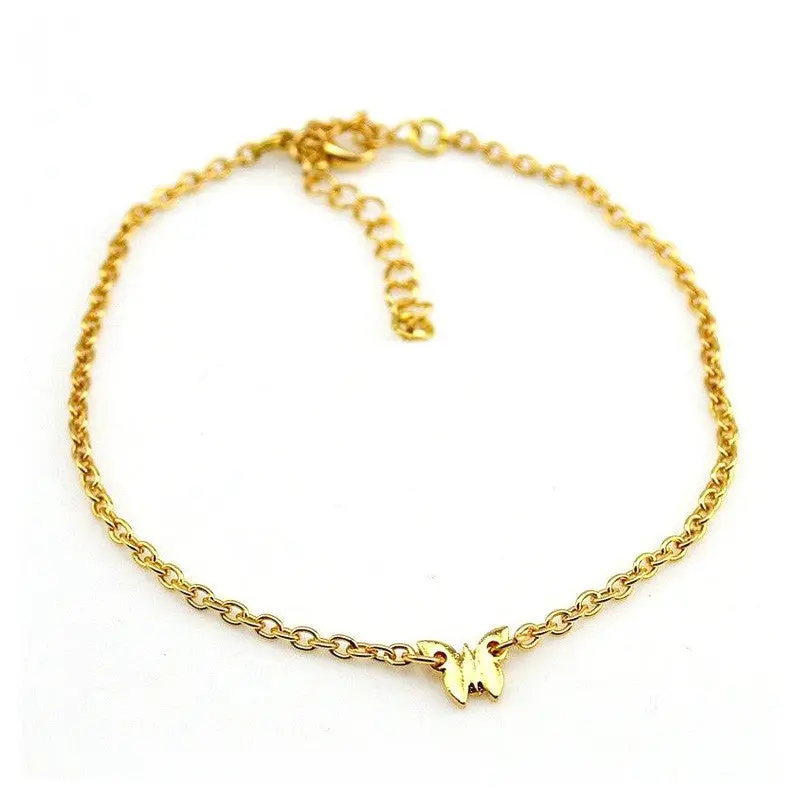Women Beach Barefoot Toe Butterfly Chain Link Foot Anklet Chain Jewelry Gold Silver 1