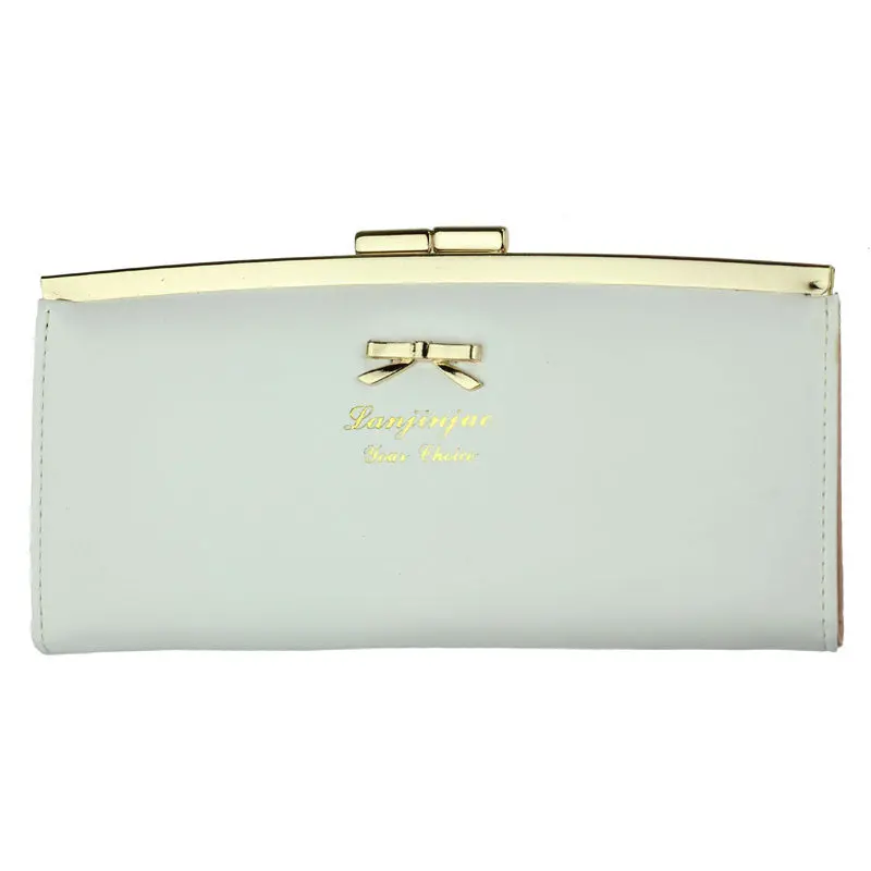 Women Bifold Long Clutchwallet Bowknot Button H Bag Purse 1