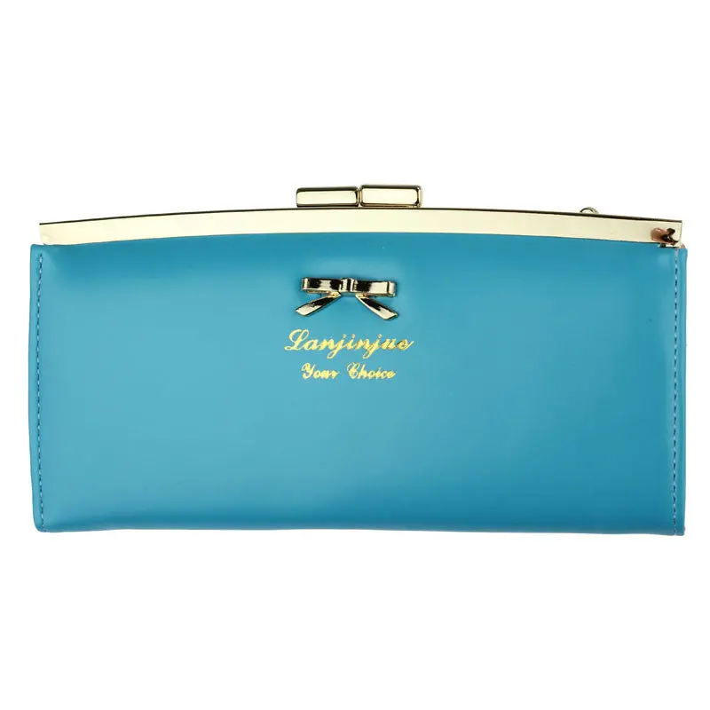 Women Bifold Long Clutchwallet Bowknot Button H Bag Purse 2