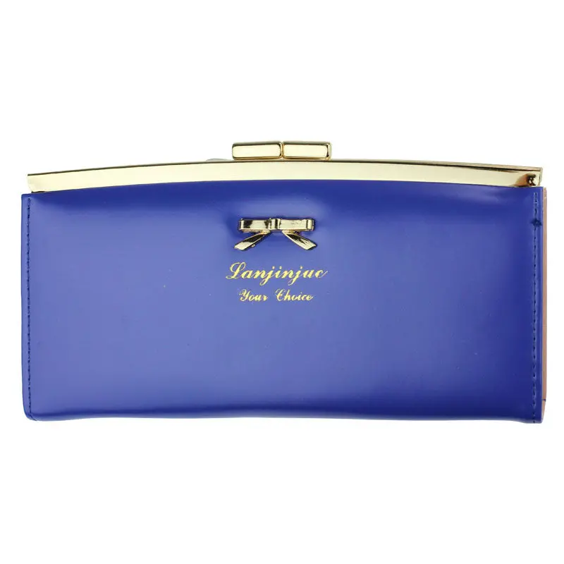 Women Bifold Long Clutchwallet Bowknot Button H Bag Purse 3