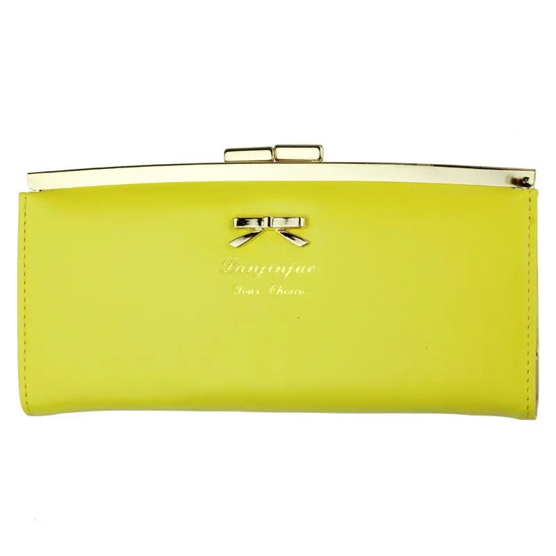Women Bifold Long Clutchwallet Bowknot Button H Bag Purse 4