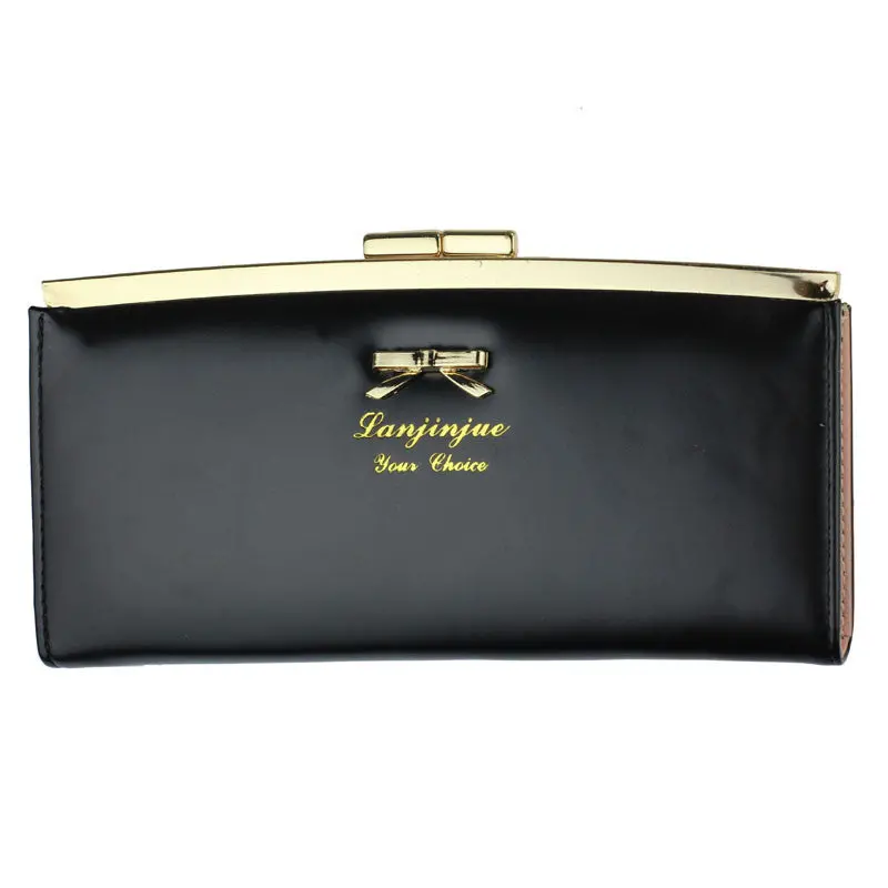 Women Bifold Long Clutchwallet Bowknot Button H Bag Purse 5