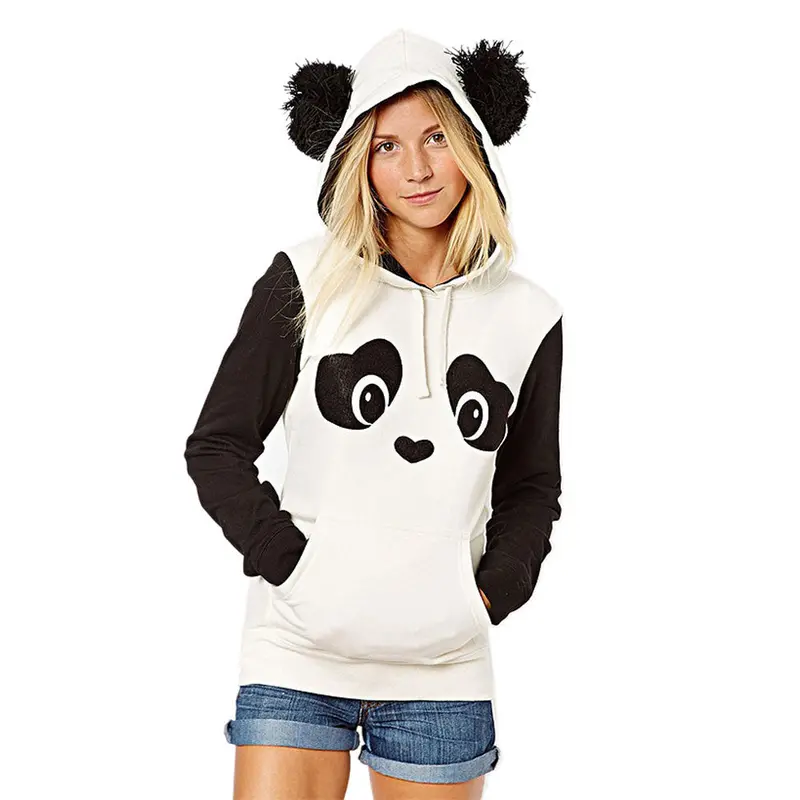 Women Blouse Long Sleeve Panda Pocket Hoodie Dressed Shirts Vetement S Dames Bloezen 1