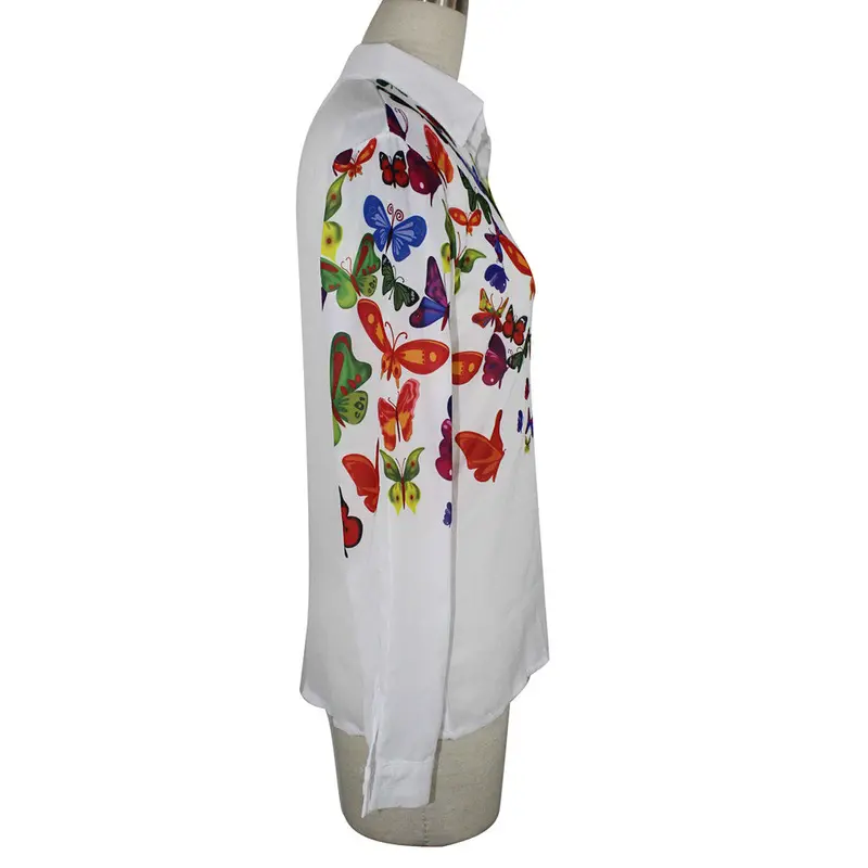 Women Blouses Chiffon Butterfly Tops Long Sleeve Shirt Casual Blouse Plus Size Blouses Shirts Office Shirt 3